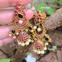 Kempu Stone Jhumkas